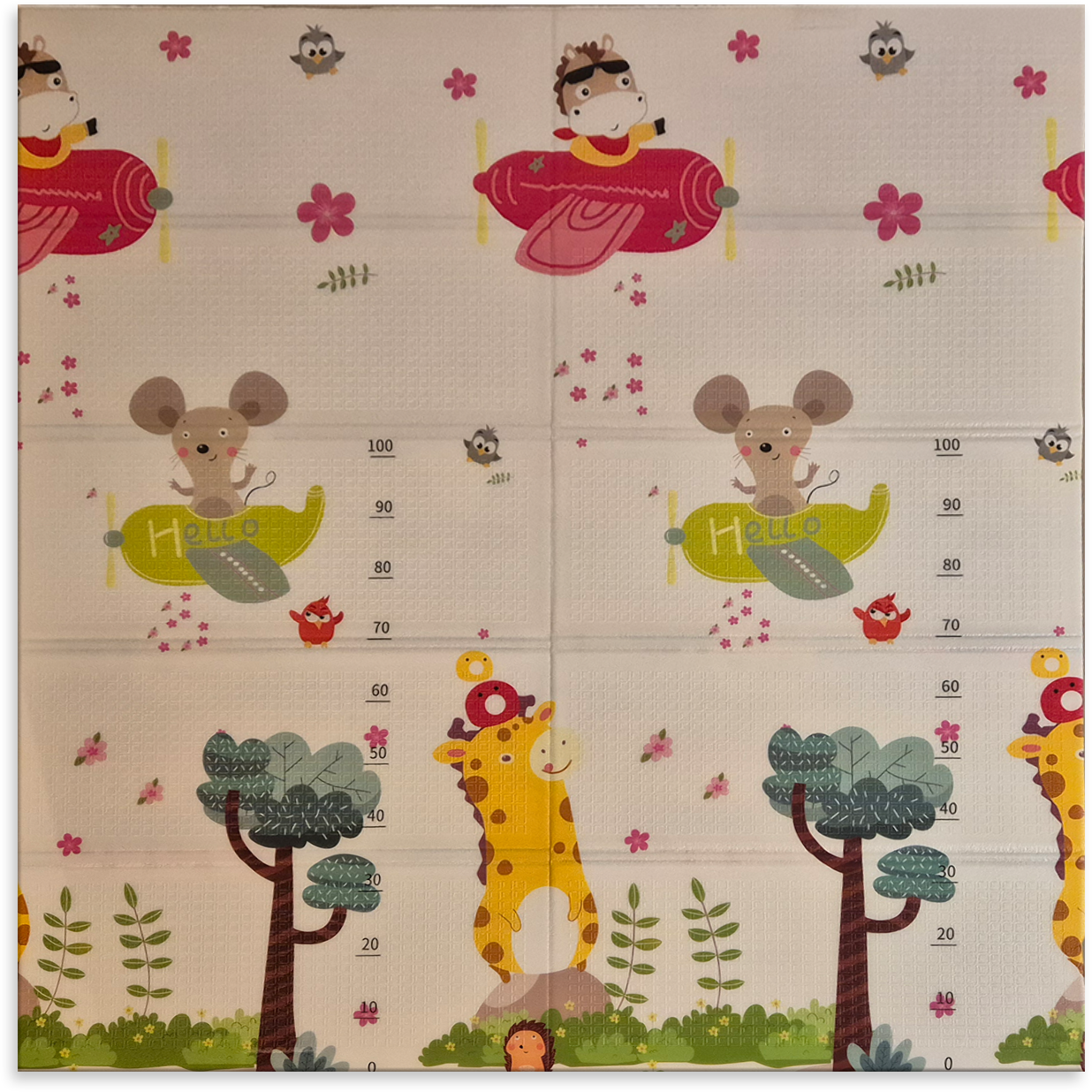 Sklopiva dvostrana podloga za igru i puzanje - Plave Ceste i Leteći Miš 180x150 cm