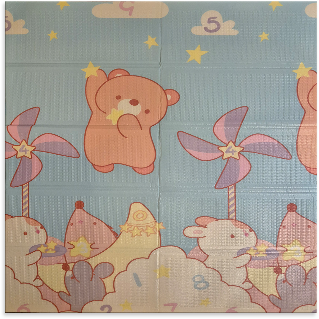 Sklopiva dvostrana podloga za igru i puzanje - Šaljiva Žirafa i Nebeske Brojalice 180x120 cm