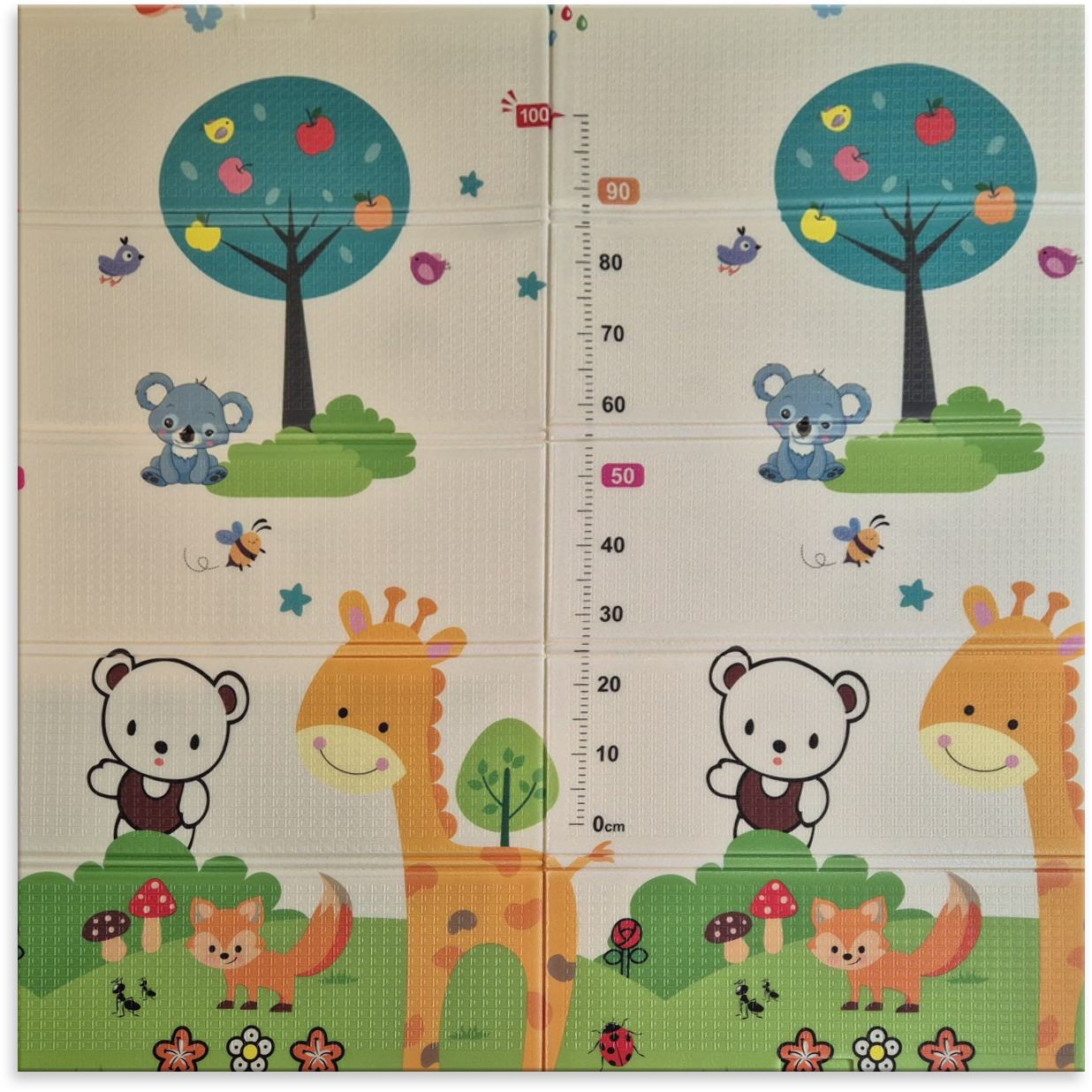 Sklopiva dvostrana podloga za igru i puzanje - Plave Ceste i Prijatelji Životinja 200x180 cm