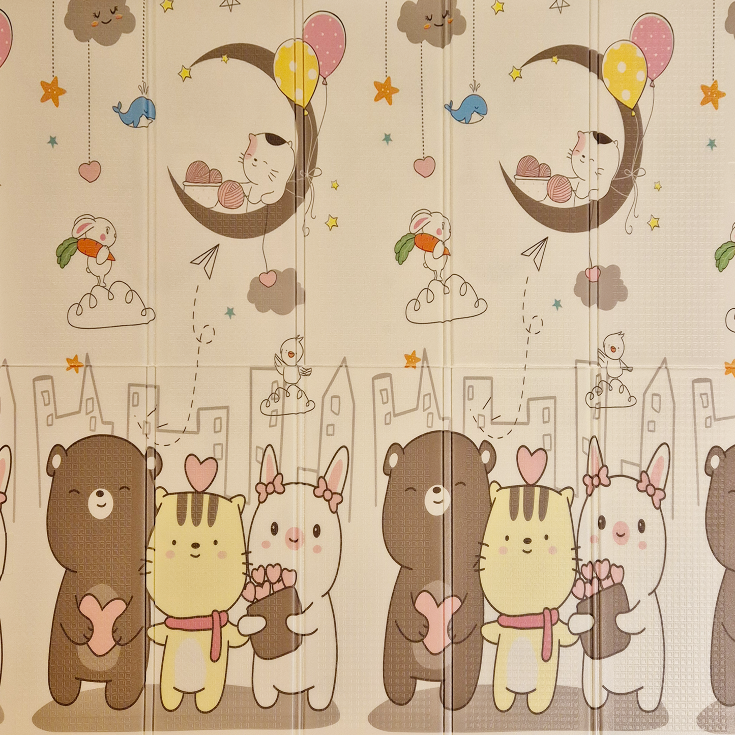 Sklopiva dvostrana podloga za igru i puzanje - Lisac Mislilac i Veselo Društvo 180x120 cm