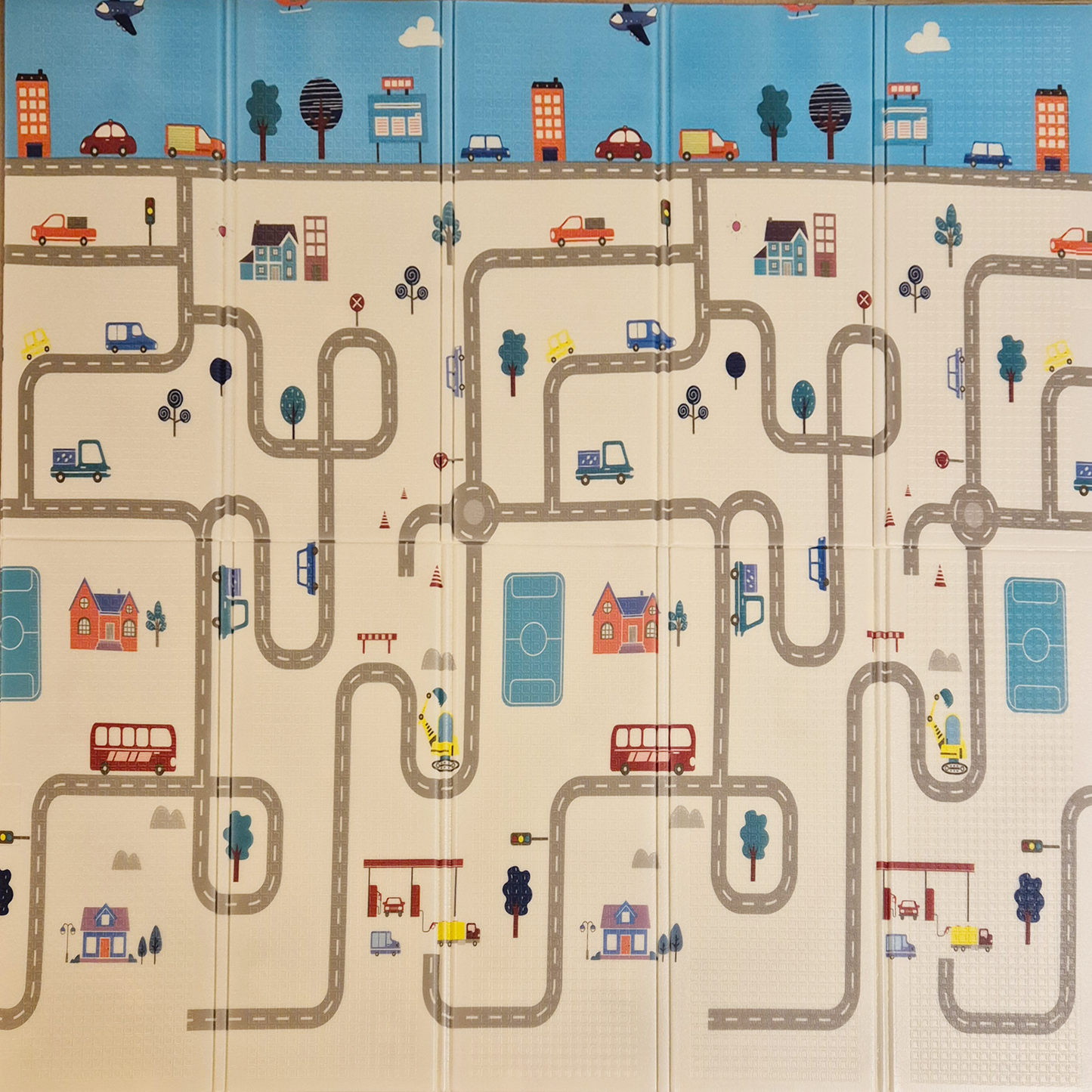 Sklopiva dvostrana podloga za igru i puzanje - Gradska Gužva 180x150 cm