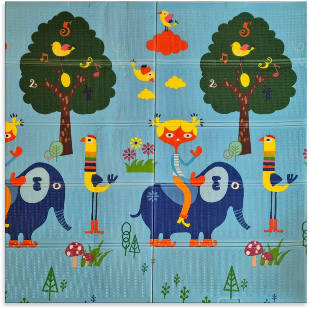 Sklopiva dvostrana podloga za igru i puzanje - Plavi Slon 180x150 cm