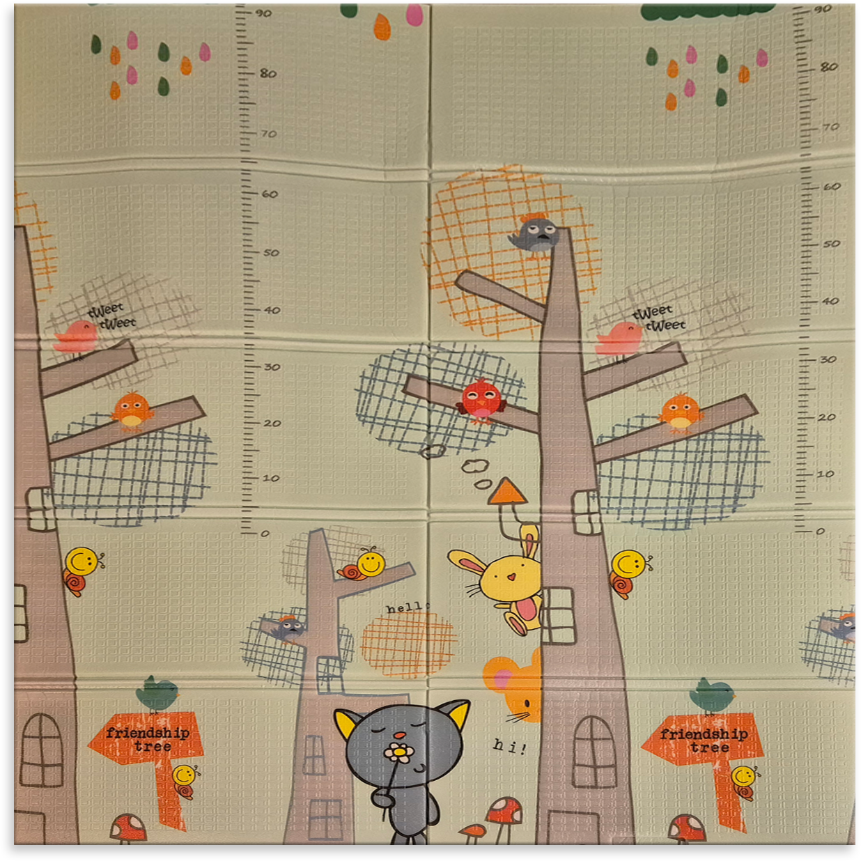 Sklopiva dvostrana podloga za igru i puzanje  - Drvo Prijateljstva 200x180 cm