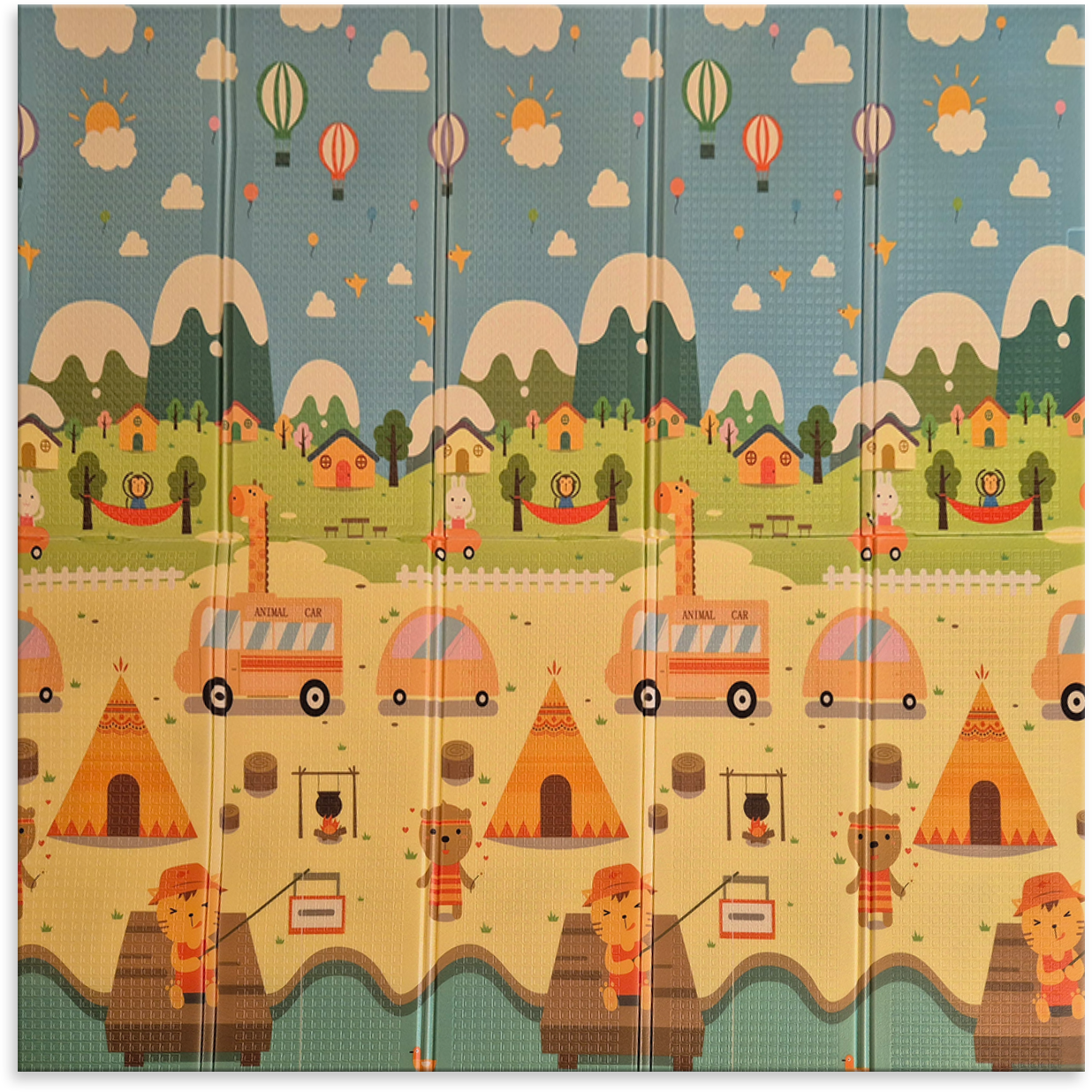 Sklopiva dvostrana podloga za igru i puzanje  -  Godišnji na Plaži 200x180 cm