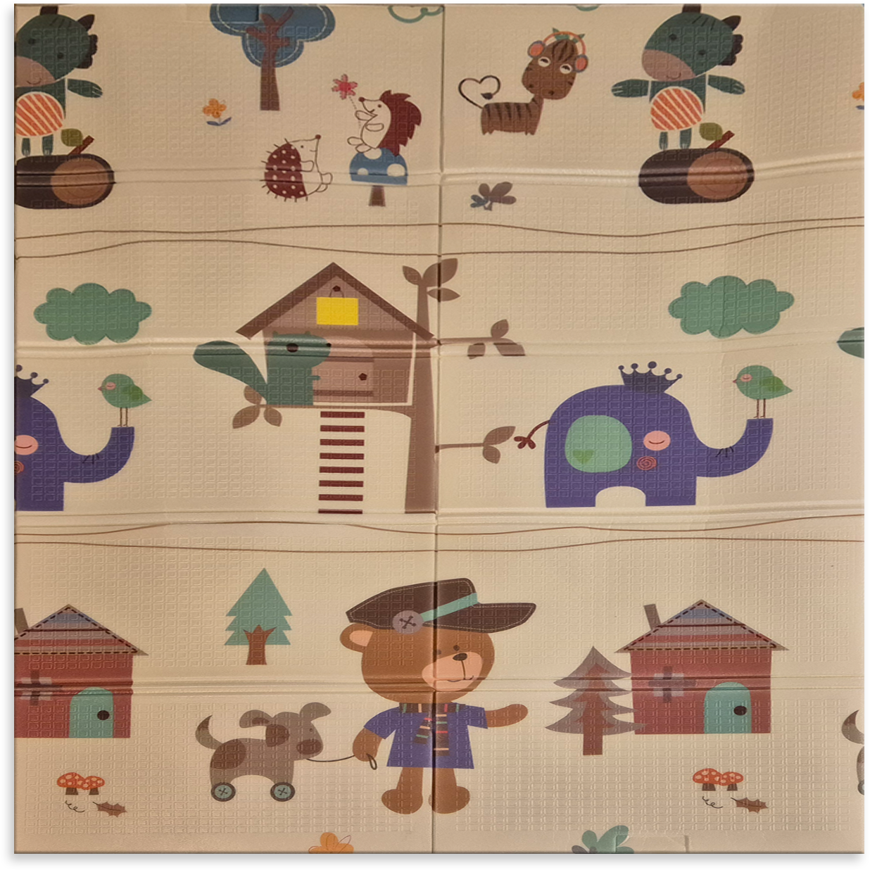 Sklopiva dvostrana podloga za igru i puzanje  - Poštar Medo 200x180 cm