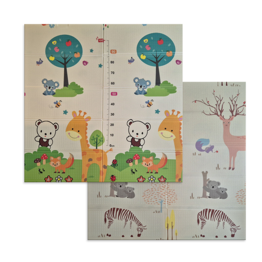 Sklopiva dvostrana podloga za igru i puzanje  -Prijatelji Životinja 180x150 cm