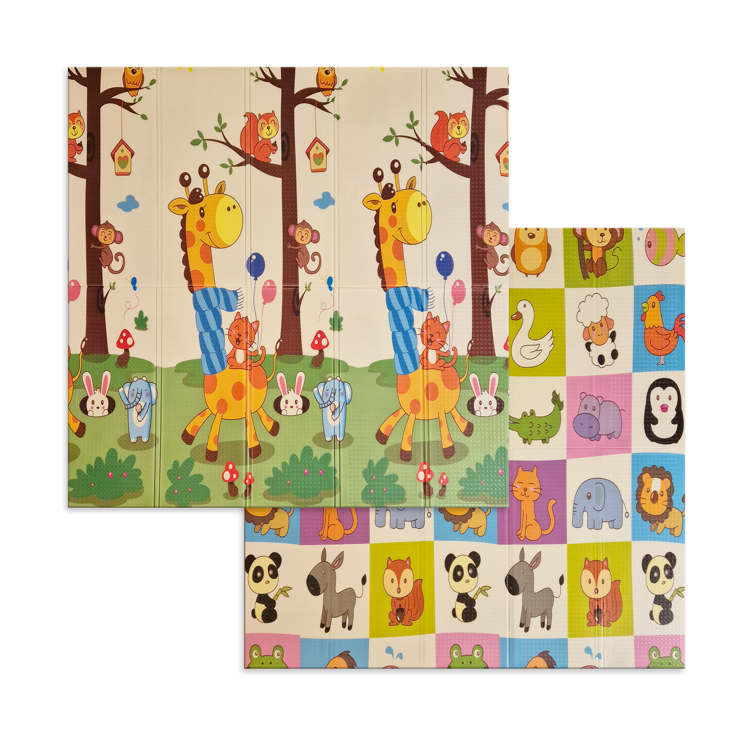 Sklopiva dvostrana podloga za igru i puzanje  - Šaljiva Žirafa 180x150 cm