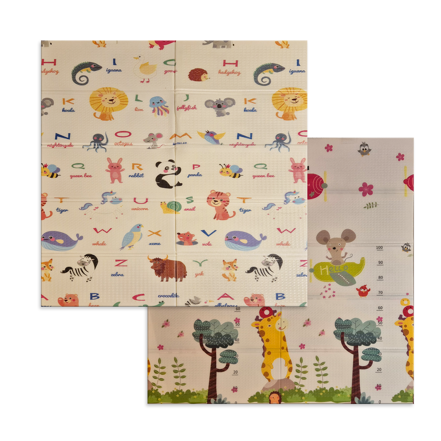 Sklopiva dvostrana podloga za igru i puzanje  - Zoo Abeceda 200x180 cm