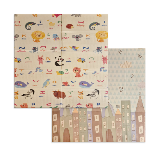 Sklopiva dvostrana podloga za igru i puzanje  - Zoo Abeceda 180x150 cm
